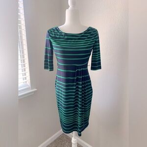 Enfocus Studio Striped Green and Black Dress
